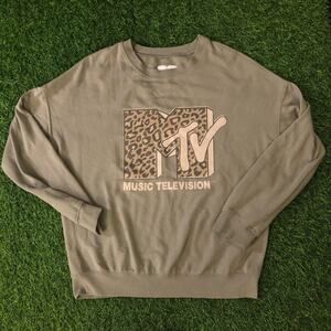 Men’s Olive Green Lightweight MTV Cheetah Crewneck